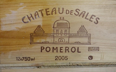 12 bouteilles CHÂTEAU DE SALES 2005 Pomerol Caisse bois d'origine