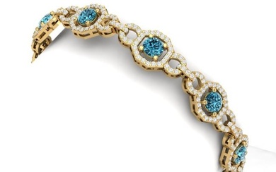 12 ctw SI/I Intense Blue Diamond Bracelet 18K Yellow Gold