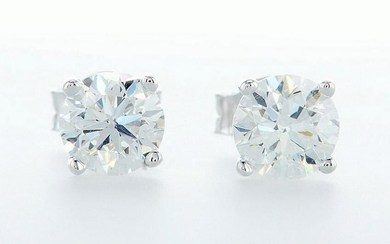 14 k. White gold - Earrings Round Brilliant Diamond
