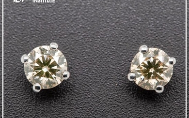 14 kt. White gold, 1.53g - Earrings - 1.40 ct Diamond - VS1/VS2