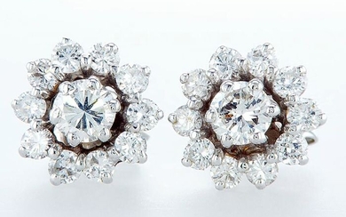 14 kt. White gold - Earrings - 1.30 ct Diamond - Diamonds