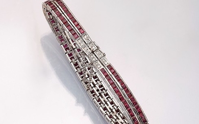 14 kt gold bracelet with rubies and...