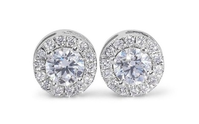 Earrings - 18 kt. White gold - 1.45 tw. Diamond (Natural) - Diamond