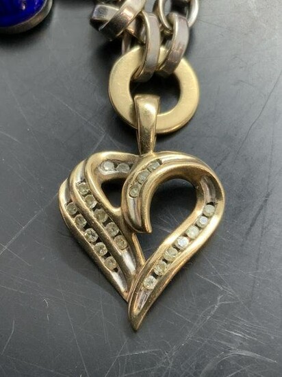 14K Gold & Diamond Heart Charm Bracelet