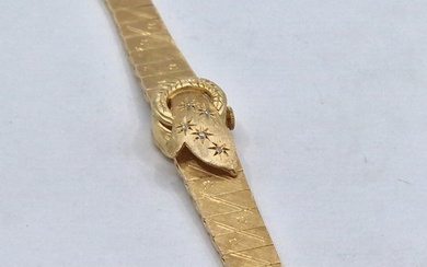 14K Schmuckarmbanduhr - Goldband - Ziffernblattabdeckung - Altschliff Diamanten - Kal AS - Women - Switzerland around 1960