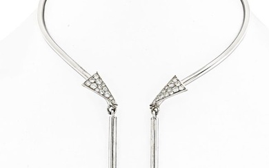 14K White Gold Geometrical Collar Necklace