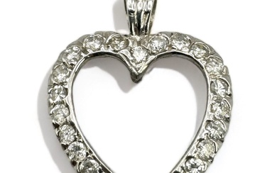 14K White Gold & Diamond Heart Shape Pendant