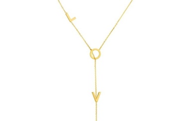 14K Yellow Gold Love Lariat Necklace