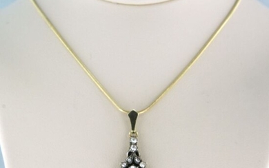 14k goud en Z2 zilver Gold, Silver - Necklace with pendant - 0.30 ct Diamond