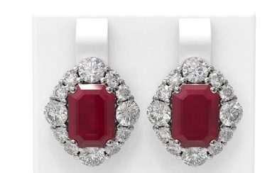 16.56 ctw Ruby & Diamond Earrings 18K White Gold