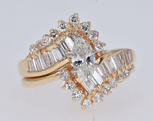 1.73 Ct Diamond ring 14 kt yellow gold. Size 14.5/17.3 mm. No reserve price
