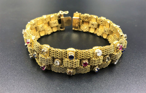 18 kt. Gold - Bracelet Diamond - Diamonds, Rubys, Sapphires