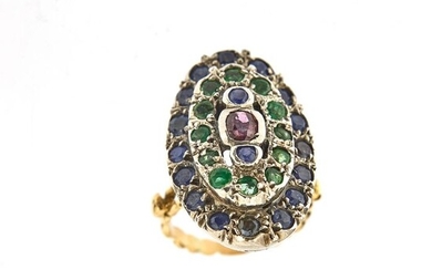 18 kt. Pink gold - Ring - 0.30 ct Ruby - Emeralds, Sapphires