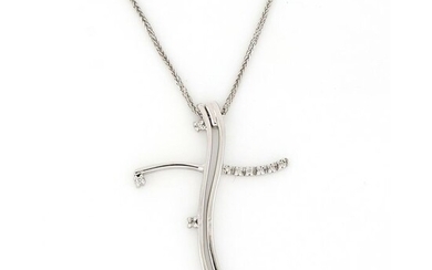 18 kt. White gold - Necklace, Necklace with pendant Diamond