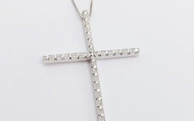 18 kt. White gold - Necklace with pendant - 0.16 ct Diamond
