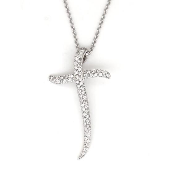 18 kt. White gold - Necklace with pendant - 0.67 ct Diamonds