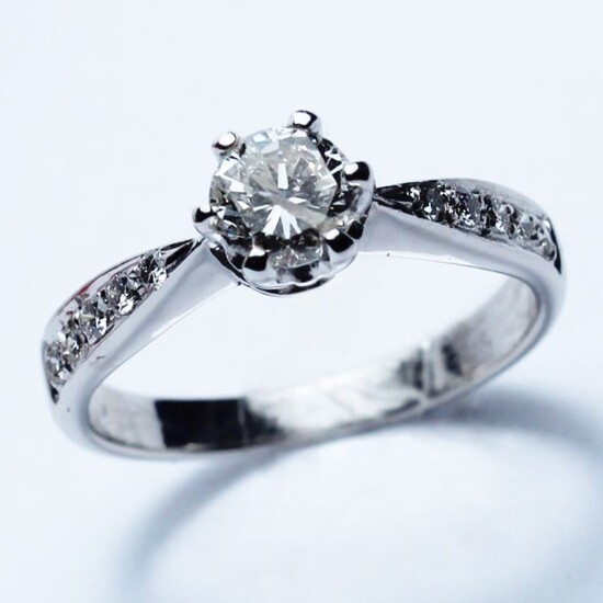 18 kt. White gold - Ring - 0.60 ct Diamond - Diamond, Diamonds