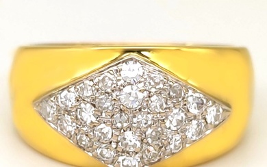 18 kt. White gold, Yellow gold - Ring - 0.52 ct Diamonds