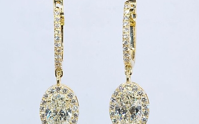 18 kt. Yellow gold - Earrings - 1.86 ct Diamonds - Diamonds