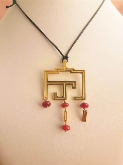 18 kt. Yellow gold - Necklace Ruby