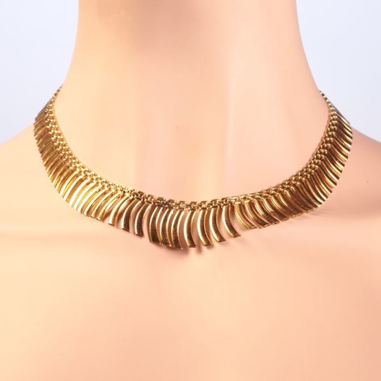 18 kt. Yellow gold - Necklace, Vintage 1960's, Encircling egyptian style collar