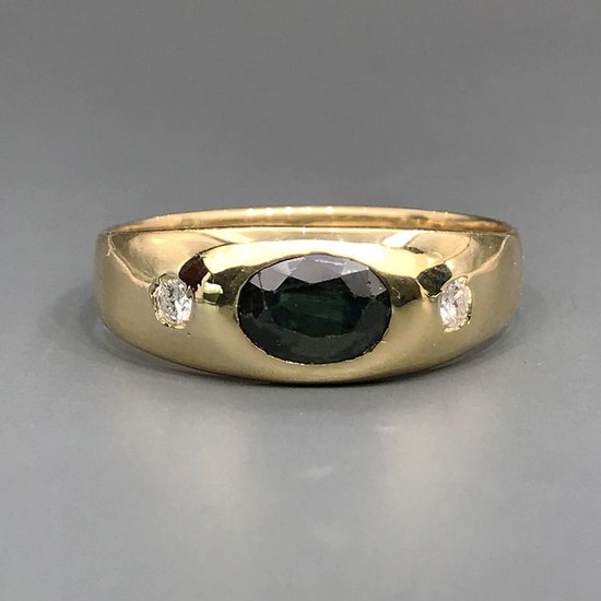 18 kt. Yellow gold - Ring - 1.50 ct Sapphire - Diamonds