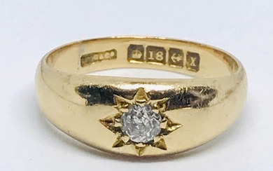 18 kt. Yellow gold - Single Diamond Gypsy ring in 18ct gold - 0.20 ct Diamond