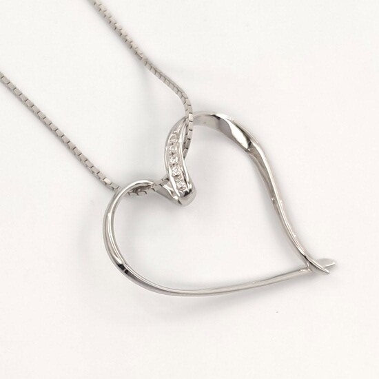 18 kt.White gold - Necklace with pendant - 0.05