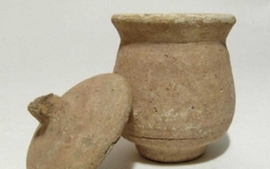 A Roman ceramic lidded vessel, Holy Land