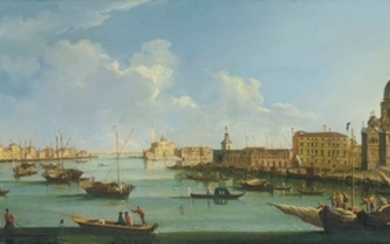 Venetian School, 18th century, The entrance to the Grand Canal looking East towards the Dogana and San Giorgio Maggiore