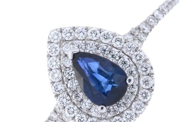 18ct gold sapphire and pave-set cluster ring