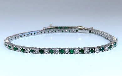 1.90ct Natural Emerald Diamond Alternated Tennis Bracelet 14kt White Gold
