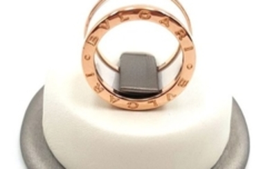 BVLGARI - Ring in four bands of 18 kt rose gold and white ceramic - Size 12 - Weight 9.49 g