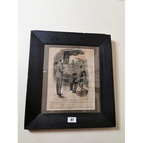 19th. C. black and white framed print Drink Bushmill's Whisk...
