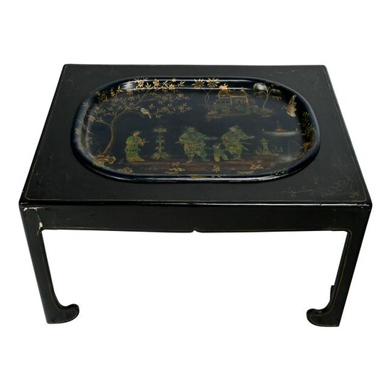 19th Century English Chinoiserie Table with Tray.