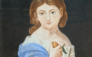 19ème siècle Ecole continentale, portrait d'une fille, pastel, H.65cm L.50cm