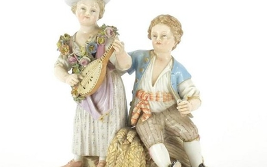 19th century Meissen figure group of a boy and girl