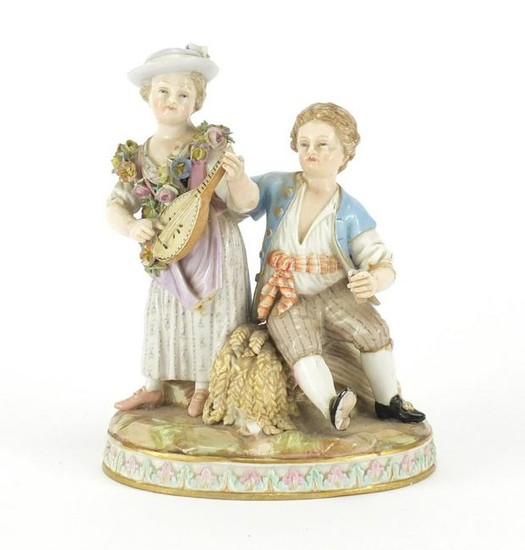 19th century Meissen figure group of a boy and girl