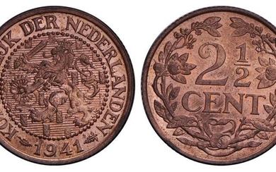 2½ Cent Wilhelmina 1941. FDC (originele kleur).