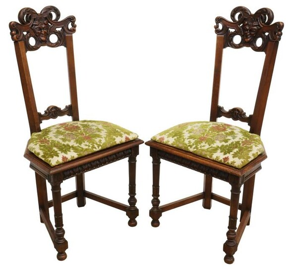 (2) FRENCH RENAISSANCE REVIVAL CARVED HALL CHAIRS