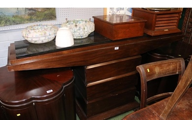 20thC Marble topped hall table / Buffet table with 3 drawers