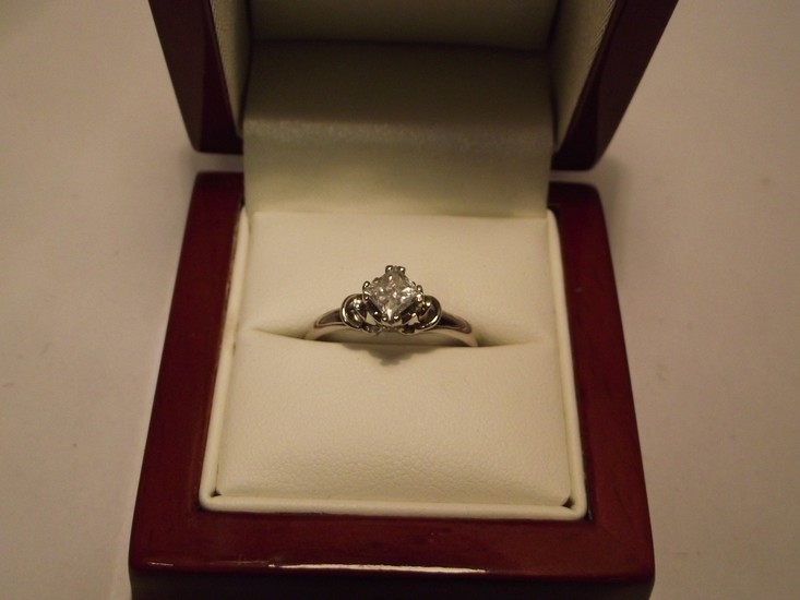 2/3 Carat princess cut (vvs-d)diamond ring set in 18ct white...