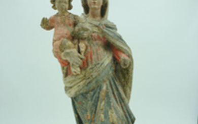 Virgin Mary with child Jesus - Baroque - Wood - First half 17th century