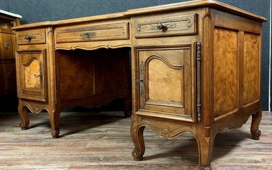 Bureau-Minister Louis XV style double sided - fruit wood - Early 20th century