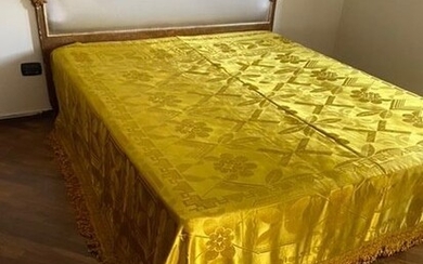 295 x 240 cm - San leucio gold handmade damask silk bedspread - Silk - Mid 20th century