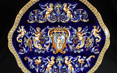 Gien - French Vintage Decorative Platter Putti Cherub and Angels. - Renaissance - Ceramic