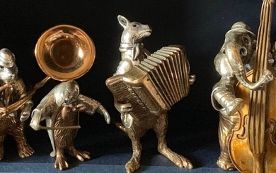 Angini figures (4) - .800 silver - Italy - mid 20th century