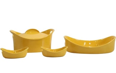 4 Pieces Rachael Ray Bright Yellow Cooking Pots with Covers and 2 Yellow Deep Dishes