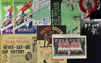 1948 FA CUP FINAL MANCHESTER UTD MEMORABILIA TO INCLUDE WEMBLEY OFFICIAL FINAL PROGRAMME A LANCASHIRE WEMBLEY 16 PAGE SOUVENIR BY WYNDMILL FEATURES AT
