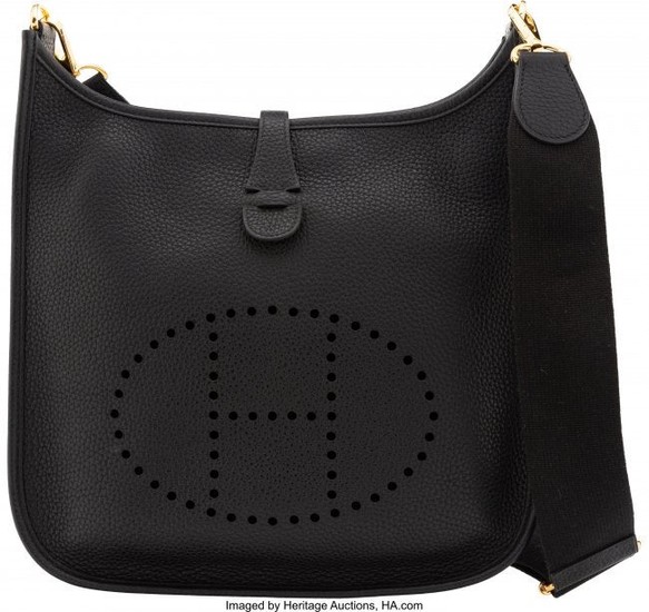 58087: Hermès Black Togo Leather Evelyne III PM